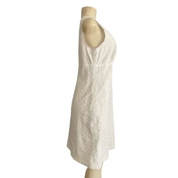 Liz Claiborne Sleeveless Dress size 12 with Empire waist Cotton white summer. - Picture 4 of 7